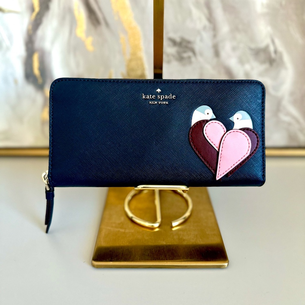 Like New Kate Spade Love Birds Continental Wallet Nightcap